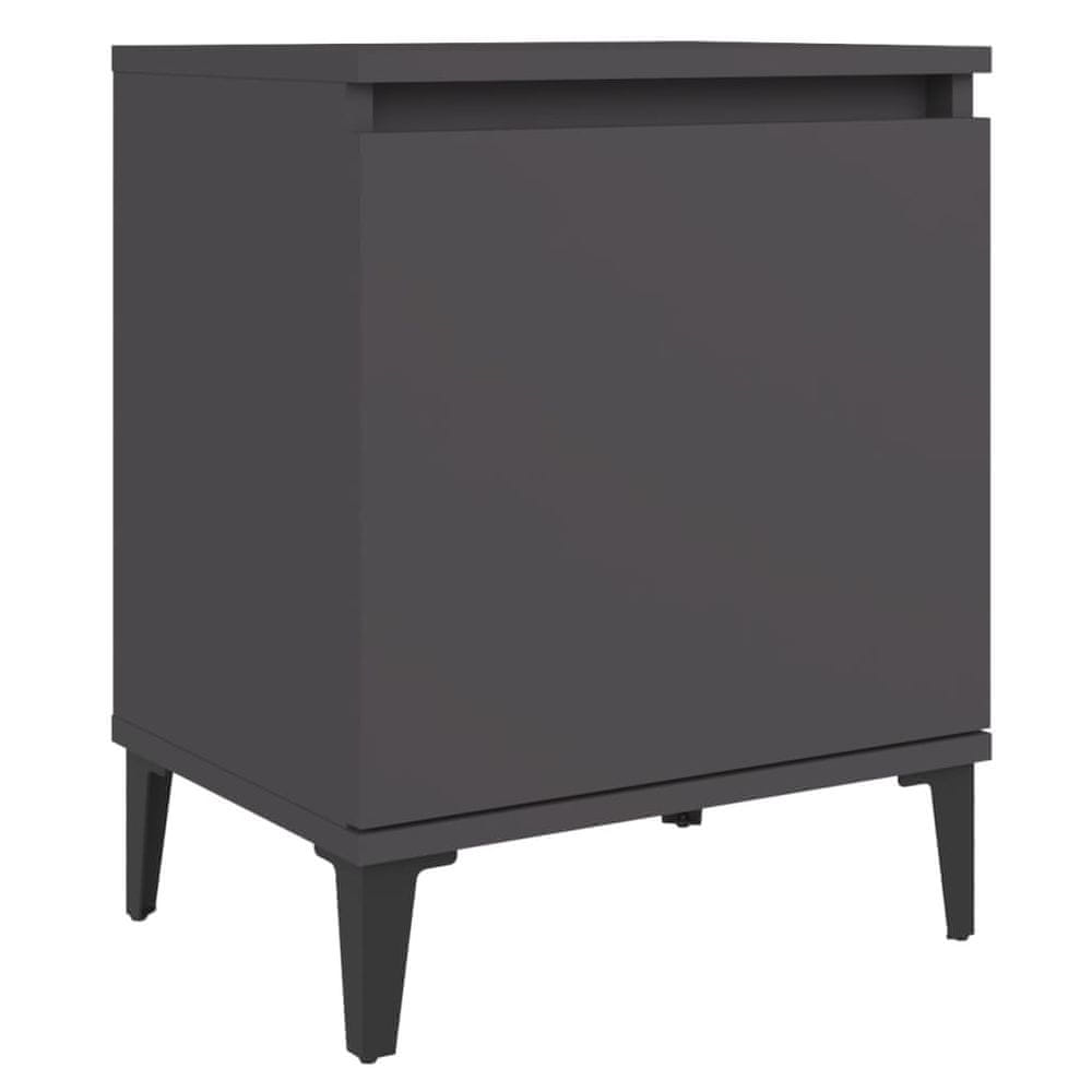 Vidaxl Nočný stolík nohy z kovu sivý 40x30x50 cm
